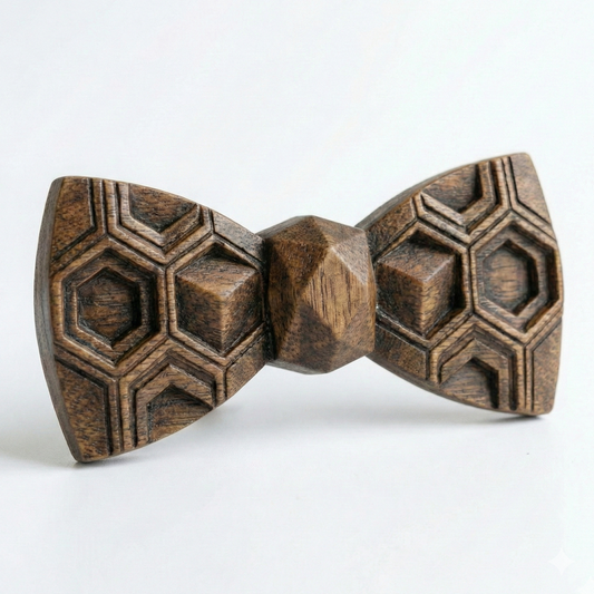 Hive – Hand-Carved Solid Oak Wooden Bow Tie
